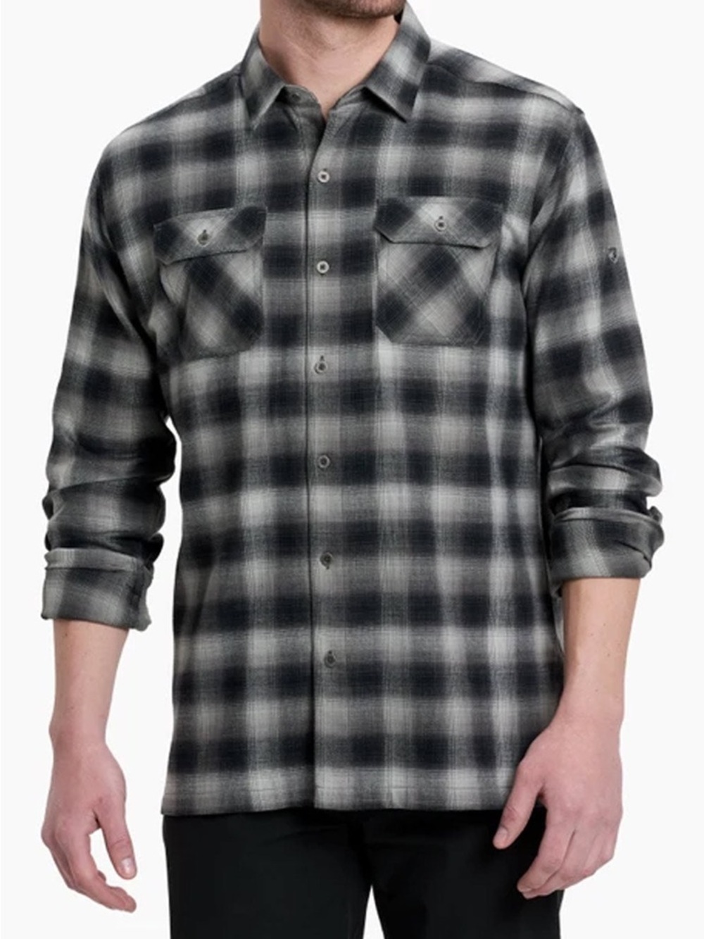 Kuhl Dillingr Flannel Shirt for Men in Iron Grey sz L Large